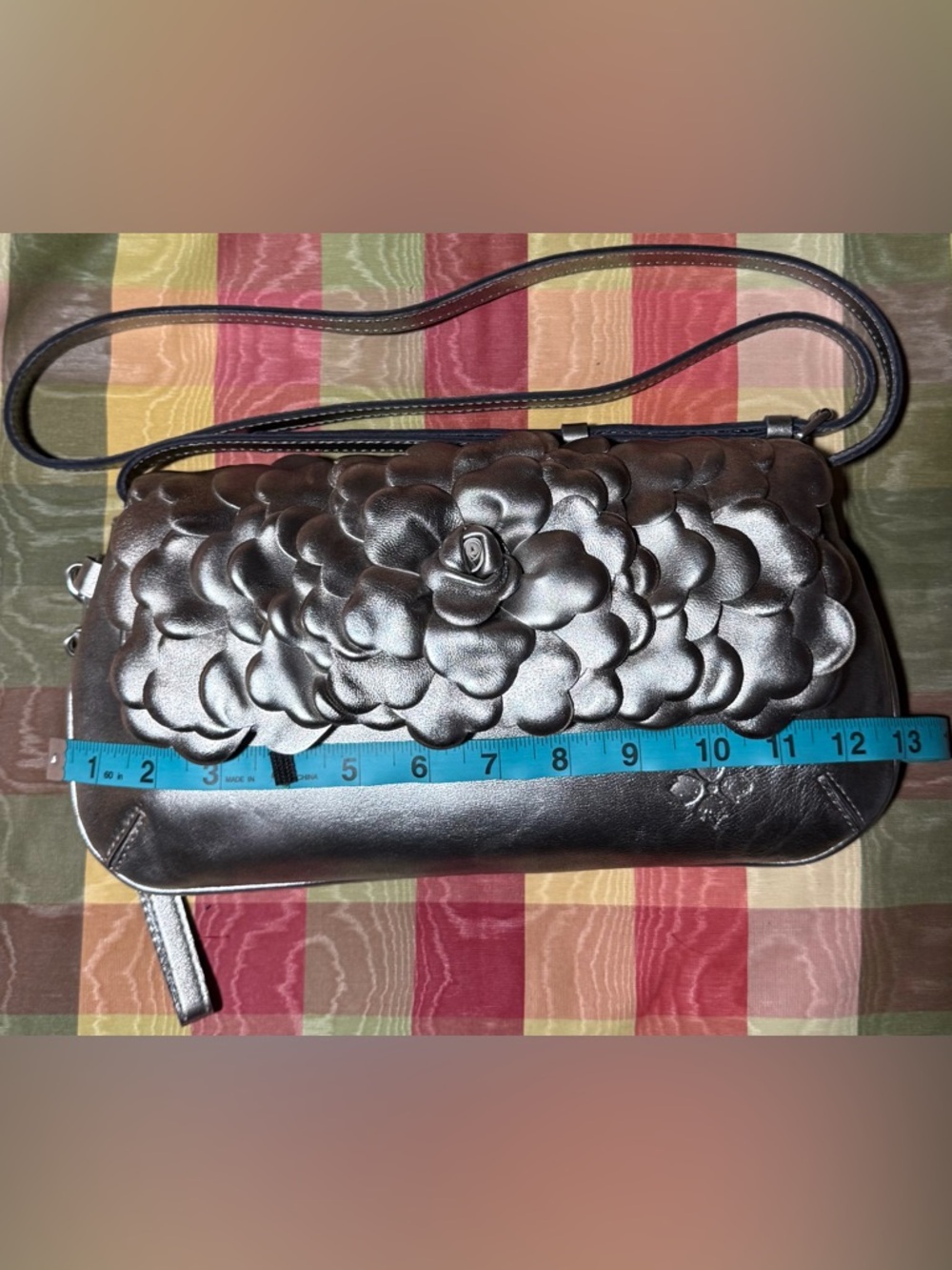 Patricia Nash Metallic Floral Leather Clutch Crossbody - Picture 6 of 9